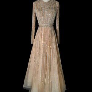 Preloved US 2-4 Anna Augusta Fully Beaded Embroidered Maxi Gown